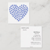 Bewerkbare Puppy Love Paw Prints Vierkante Visitekaartje (Voorkant / Achterkant)