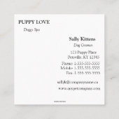 Bewerkbare Puppy Love Paw Prints Vierkante Visitekaartje (Achterkant)