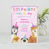 bewerkbare puppy verjaardagsuitnodiging kaart (Staand voorkant)