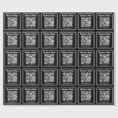 Bewerkbare QR-code & bedrijfsnaam | Zwart & Wit Cadeaupapier (Vlak)