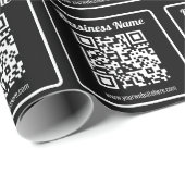 Bewerkbare QR-code & bedrijfsnaam | Zwart & Wit Cadeaupapier (Rol Hoek)