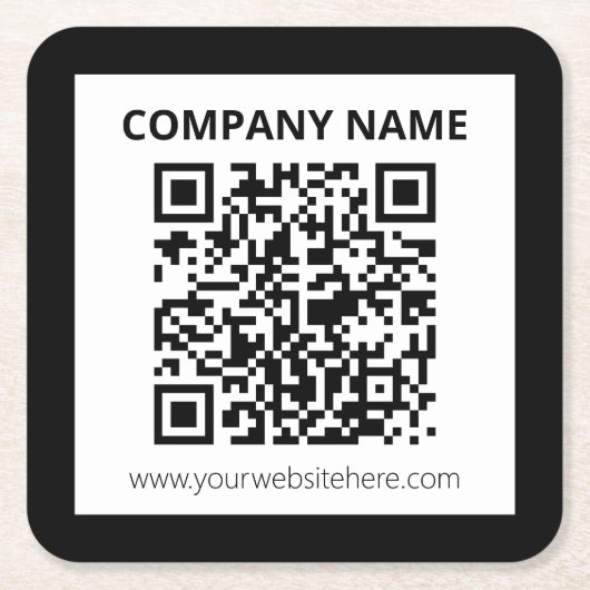 Bewerkbare QR-code en eenvoudig  ontwerp Kartonnen Onderzetters (Voorkant)