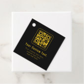 Bewerkbare QR-code en tekstsjabloon | Zwart en gou Bedankjes Labels (In situ)