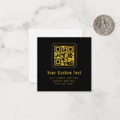 Bewerkbare QR-code en tekstsjabloon | Zwart en gou Notitiekaartje (Voorkant / Achterkant in situ)
