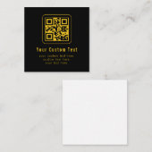 Bewerkbare QR-code en tekstsjabloon | Zwart en gou Notitiekaartje (Voorkant / Achterkant)
