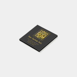 Bewerkbare QR-code en tekstsjabloon | Zwart en gou Post-it® Notes