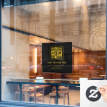 Bewerkbare QR-code en tekstsjabloon | Zwart en gou