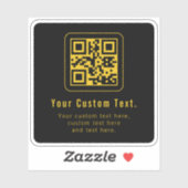 Bewerkbare QR-code en tekstsjabloon | Zwart en gou Sticker (Vel)