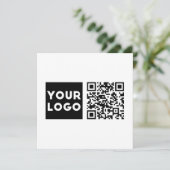 Bewerkbare QR-code en uw zakelijke Logo of Afbeeld Bedankkaart (Staand voorkant)