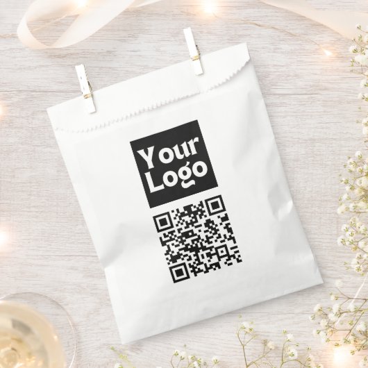 Bewerkbare QR-code en uw zakelijke Logo of Afbeeld Bedankzakje (Geknipt)