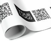 Bewerkbare QR-code en uw zakelijke Logo of Afbeeld Cadeaupapier (Rol Hoek)