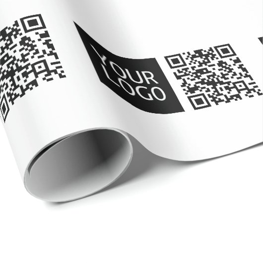 Bewerkbare QR-code en uw zakelijke Logo of Afbeeld Cadeaupapier (Rol Hoek)