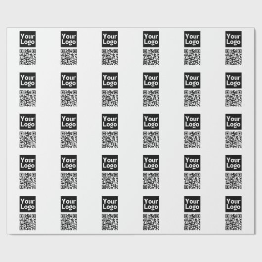 Bewerkbare QR-code en uw zakelijke Logo of Afbeeld Cadeaupapier (Vlak)