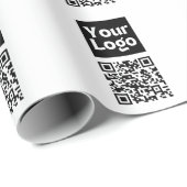 Bewerkbare QR-code en uw zakelijke Logo of Afbeeld Cadeaupapier (Rol Hoek)