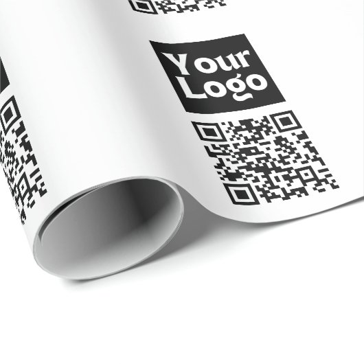 Bewerkbare QR-code en uw zakelijke Logo of Afbeeld Cadeaupapier (Rol Hoek)