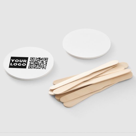 Bewerkbare QR-code en uw zakelijke Logo of Afbeeld Handwaaier (Niet-gemonteerd)