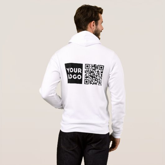 Bewerkbare QR-code en uw zakelijke Logo of Afbeeld Hoodie (Achterkant volledig)