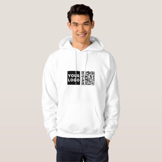 Bewerkbare QR-code en uw zakelijke Logo of Afbeeld Hoodie (Voorkant volledig)