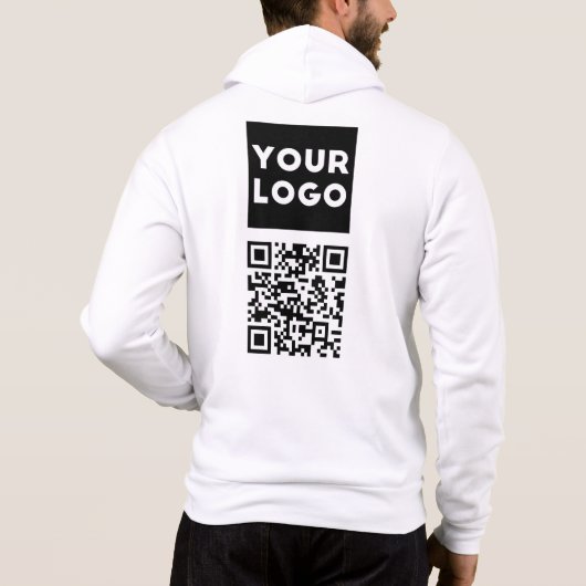 Bewerkbare QR-code en uw zakelijke Logo of Afbeeld Hoodie (Achterkant)
