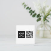 Bewerkbare QR-code en uw zakelijke Logo of Afbeeld Informatiekaartje (Staand voorkant)