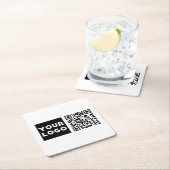 Bewerkbare QR-code en uw zakelijke Logo of Afbeeld Kartonnen Onderzetters (Insitu)