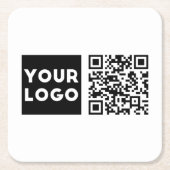 Bewerkbare QR-code en uw zakelijke Logo of Afbeeld Kartonnen Onderzetters (Voorkant)