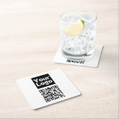 Bewerkbare QR-code en uw zakelijke Logo of Afbeeld Kartonnen Onderzetters (Insitu)