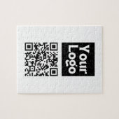 Bewerkbare QR-code en uw zakelijke Logo of Afbeeld Legpuzzel (Horizontaal)