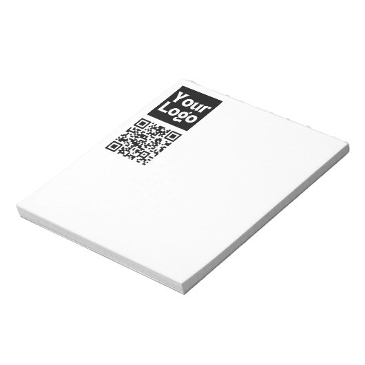 Bewerkbare QR-code en uw zakelijke Logo of Afbeeld Notitieblok (Linkerzijde)