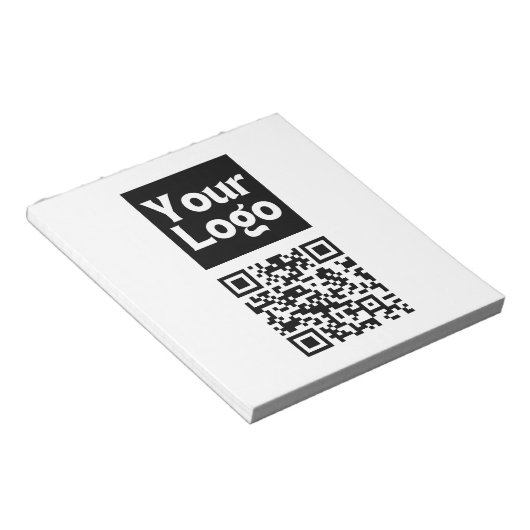 Bewerkbare QR-code en uw zakelijke Logo of Afbeeld Notitieblok (Schuin)