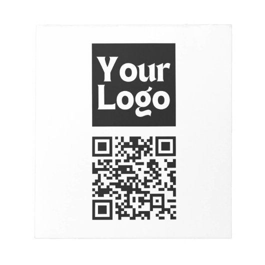 Bewerkbare QR-code en uw zakelijke Logo of Afbeeld Notitieblok (Voorkant)
