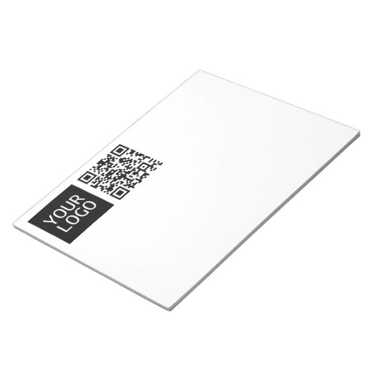 Bewerkbare QR-code en uw zakelijke Logo of Afbeeld Notitieblok (Schuin)