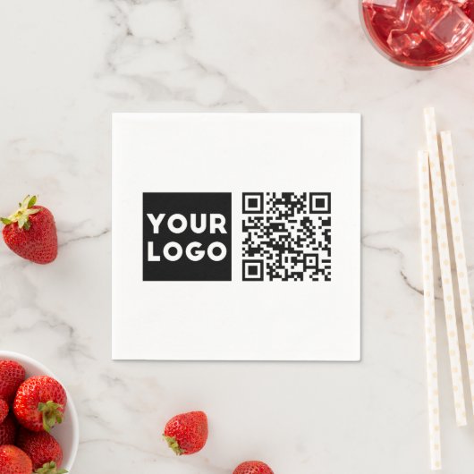 Bewerkbare QR-code en uw zakelijke Logo of Afbeeld Servet (Insitu)