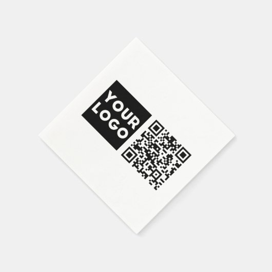 Bewerkbare QR-code en uw zakelijke Logo of Afbeeld Servet (Hoek)
