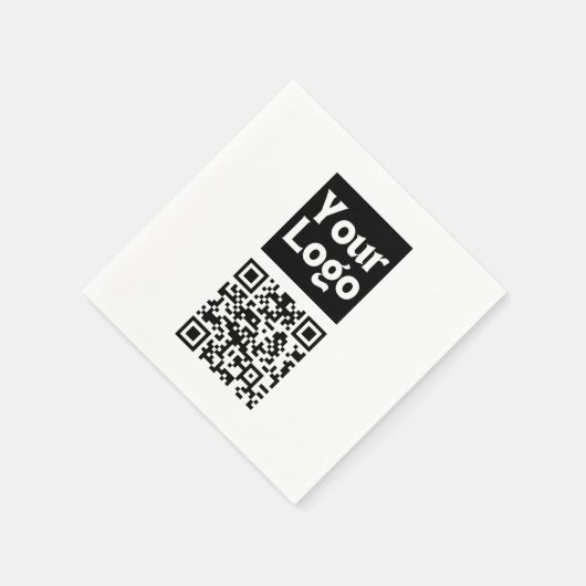 Bewerkbare QR-code en uw zakelijke Logo of Afbeeld Servet (Hoek)