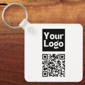 Bewerkbare QR-code en uw zakelijke Logo of Afbeeld Sleutelhanger (Voorkant)