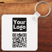 Bewerkbare QR-code en uw zakelijke Logo of Afbeeld Sleutelhanger (Achterkant)