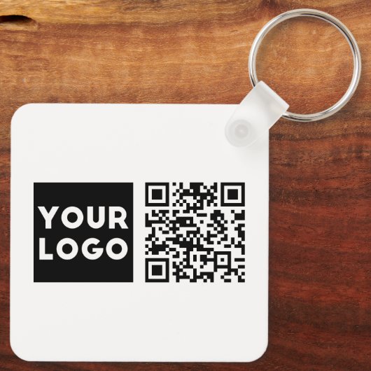 Bewerkbare QR-code en uw zakelijke Logo of Afbeeld Sleutelhanger (Achterkant)