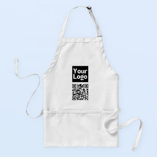 Bewerkbare QR-code en uw zakelijke Logo of Afbeeld Standaard Schort