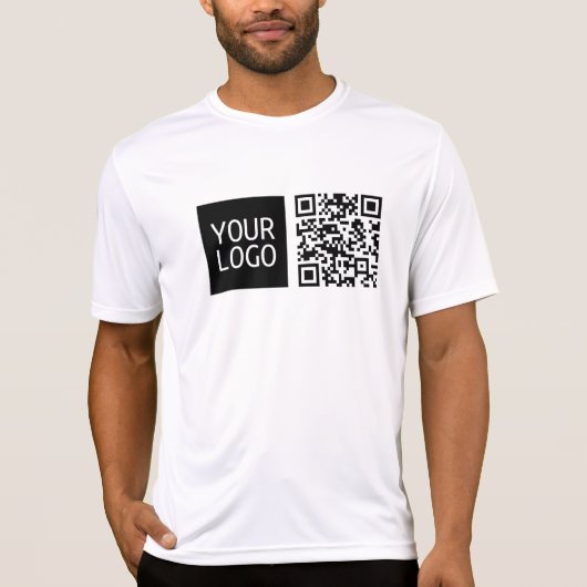 Bewerkbare QR-code en uw zakelijke Logo of Afbeeld T-shirt (Voorkant)