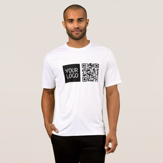 Bewerkbare QR-code en uw zakelijke Logo of Afbeeld T-shirt (Voorkant volledig)