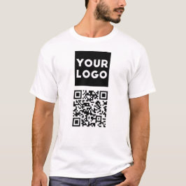 Bewerkbare QR-code en uw zakelijke Logo of Afbeeld T-shirt