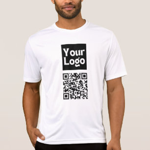 Bewerkbare QR-code en uw zakelijke Logo of Afbeeld T-shirt