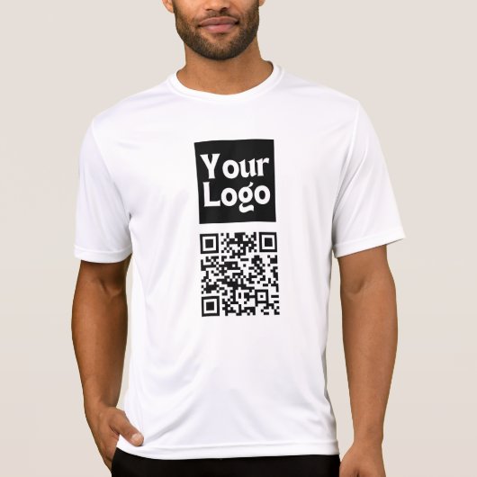 Bewerkbare QR-code en uw zakelijke Logo of Afbeeld T-shirt (Voorkant)