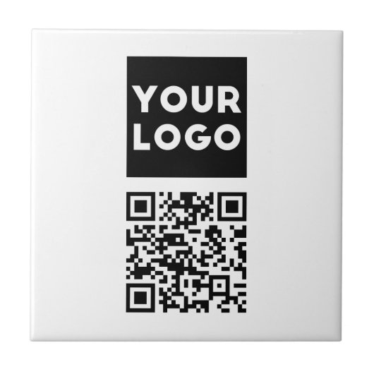 Bewerkbare QR-code en uw zakelijke Logo of Afbeeld Tegeltje (Voorkant)