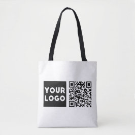 Bewerkbare QR-code en uw zakelijke Logo of Afbeeld Tote Bag