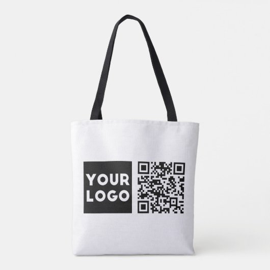 Bewerkbare QR-code en uw zakelijke Logo of Afbeeld Tote Bag (Achterkant)