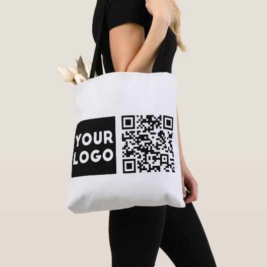 Bewerkbare QR-code en uw zakelijke Logo of Afbeeld Tote Bag (Dichtbij)