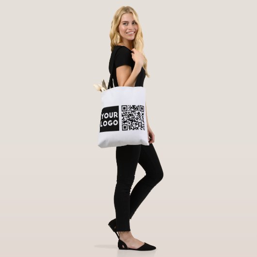 Bewerkbare QR-code en uw zakelijke Logo of Afbeeld Tote Bag (Op model)