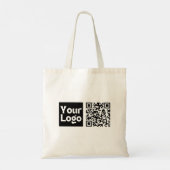 Bewerkbare QR-code en uw zakelijke Logo of Afbeeld Tote Bag (Achterkant)